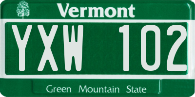VT license plate YXW102