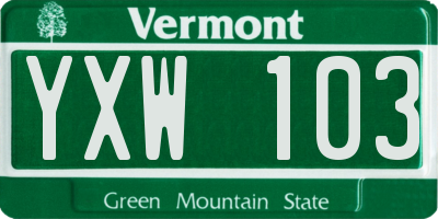 VT license plate YXW103