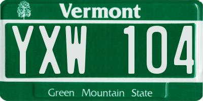 VT license plate YXW104