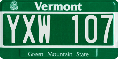 VT license plate YXW107