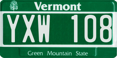 VT license plate YXW108