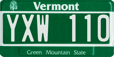 VT license plate YXW110