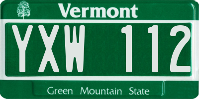 VT license plate YXW112