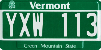 VT license plate YXW113