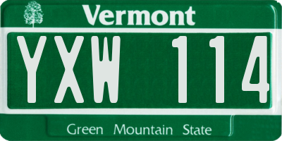 VT license plate YXW114