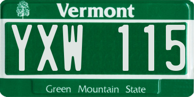 VT license plate YXW115