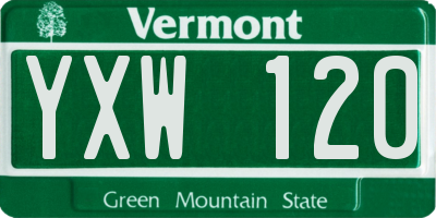 VT license plate YXW120