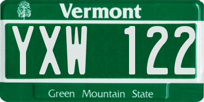 VT license plate YXW122