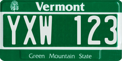 VT license plate YXW123