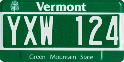 VT license plate YXW124
