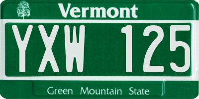 VT license plate YXW125