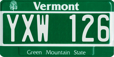 VT license plate YXW126
