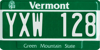 VT license plate YXW128