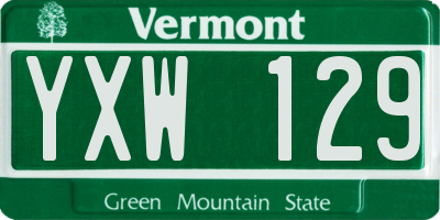 VT license plate YXW129