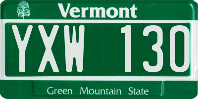 VT license plate YXW130