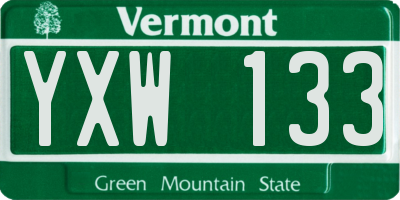 VT license plate YXW133