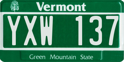 VT license plate YXW137