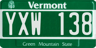 VT license plate YXW138