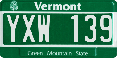 VT license plate YXW139