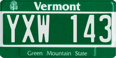 VT license plate YXW143