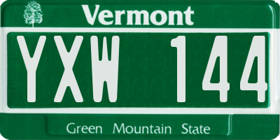 VT license plate YXW144