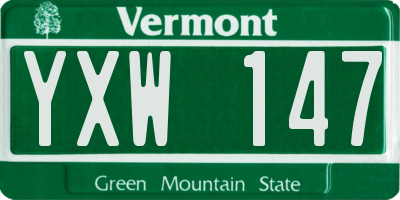 VT license plate YXW147