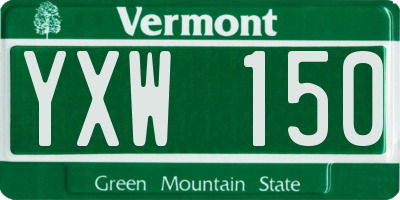 VT license plate YXW150