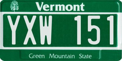 VT license plate YXW151