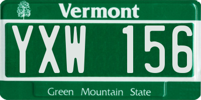 VT license plate YXW156