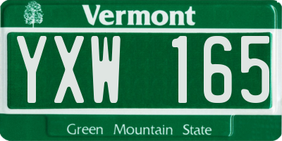 VT license plate YXW165