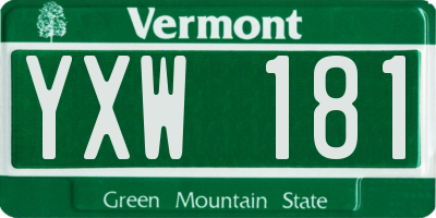 VT license plate YXW181