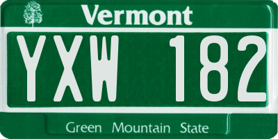 VT license plate YXW182