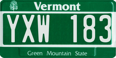 VT license plate YXW183