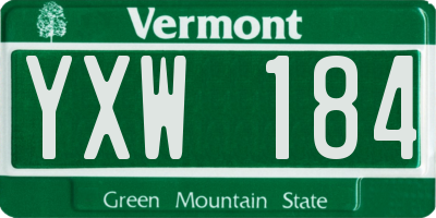 VT license plate YXW184