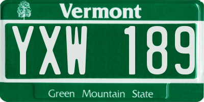 VT license plate YXW189