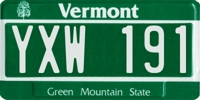VT license plate YXW191