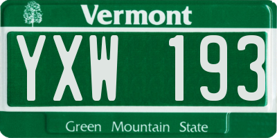 VT license plate YXW193