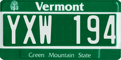 VT license plate YXW194