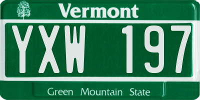 VT license plate YXW197