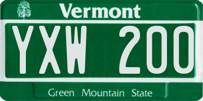 VT license plate YXW200