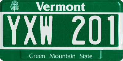 VT license plate YXW201