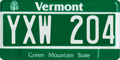 VT license plate YXW204