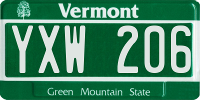 VT license plate YXW206