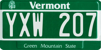 VT license plate YXW207