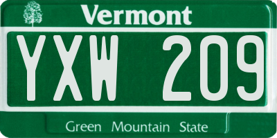 VT license plate YXW209