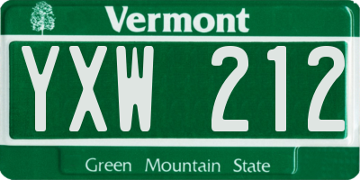 VT license plate YXW212