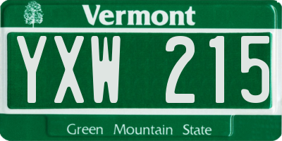 VT license plate YXW215