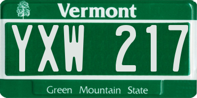 VT license plate YXW217