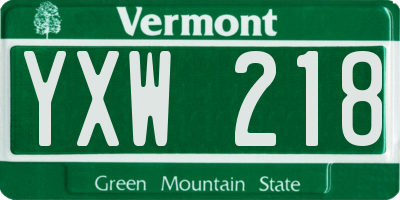 VT license plate YXW218