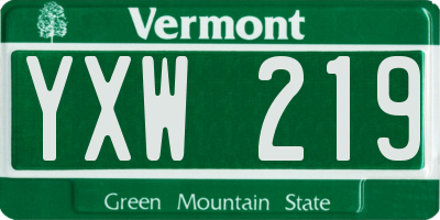 VT license plate YXW219